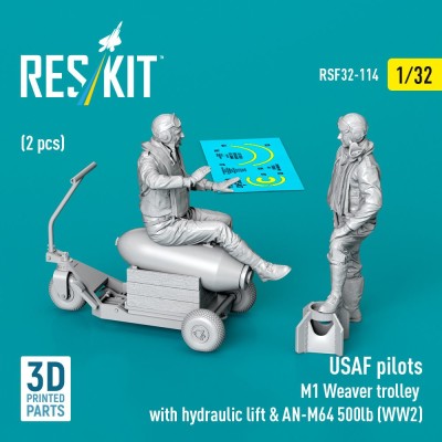 Reskit RSF32-114 USAF pilots (2 pcs.) &amp; M1 Weaver trolley 1/32