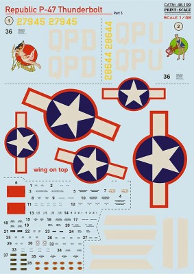 Print Scale 48199 Republic P-47 Thunderbolt Part 3 (wet decals) 1/48