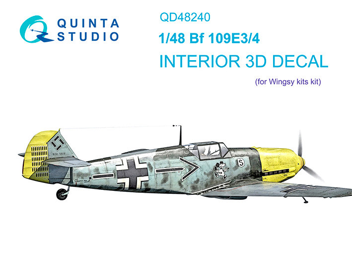 Quinta studio QD48240 Bf 109E-3/4 (Wingsy kits) 3D Декаль интерьера кабины 1/48