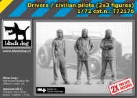 Black Dog T72176 Drivers / civilian pilots (2 sets of 3 figures) 1/72