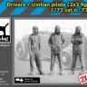 Black Dog T72176 Drivers / civilian pilots (2 sets of 3 figures) 1/72