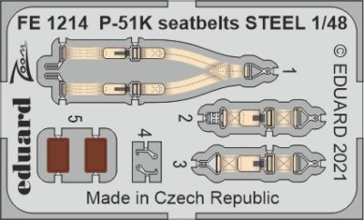 Eduard FE1214 P-51K seatbelts STEEL (EDU) 1/48