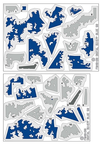 Foxbot Decals FM48019 Digital Masks for Sukhoi Su-27P 'Blue 58', Ukranian Air Forces, digital camouflage Academy, Eduard, Great Wall Hobby, Hobby Boss, Kitty Hawk kits 1/48