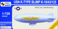 Mark 1 Models MKM-72011 USN K-Type Blimp K-19/43/125 Spec.Markings 1/720