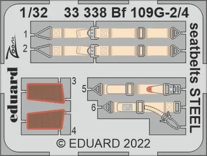 Eduard 33338 Bf 109G-2/4 seatbelts STEEL (REV) 1/32