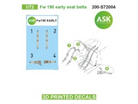 Art Scale 200-S72004 Focke-Wulf Fw-190 early seat belts - 3D-printed decals 1/72