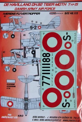 Kora Model DEC48113 DH.82 Typ IS (Danish Army Air Force) декали 1/48