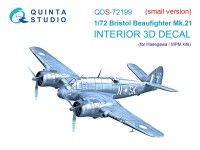 Quinta Studio QDS-72199 Bristol Beaufighter Mk.21 (Hasegawa/MPM) (малая версия) 3D Декаль интерьера кабины 1/72