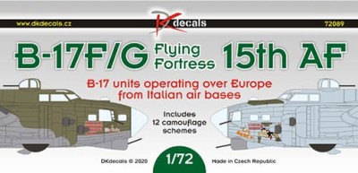 Dk Decals 72089 B-17F/G 15th AF over Europe (12x camo) 1/72