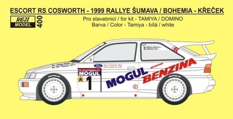 Reji Model JM400 Ford Escort RS Cosworth Rallye Sumava 1999 1/24