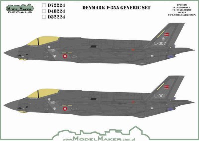 Model Maker Decals D72224 Denmark Lockheed-Martin F-35A Lightning II - generic stenciling set 1/72
