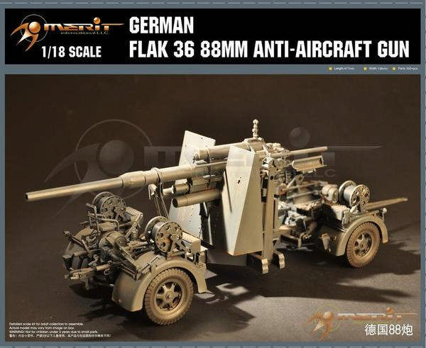 Merit 61701 Немецкая пушка Flak 36 88MM Anti-Aircraft Gun 1/18