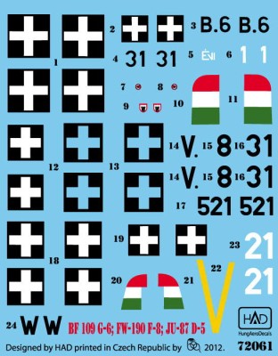 HAD 48061 Decal Me Bf 109 G-6, Ju-87 D-5, Fw-190 F-8 1/48