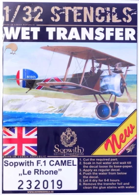 HGW 232019 STENCILS Sopwith F.1 Camel 'Le Rhone' 1/32
