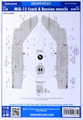 Eduard D48079 MiG-15 Czech&amp;Russian stencils (BRONCO/H.2000) 1/48
