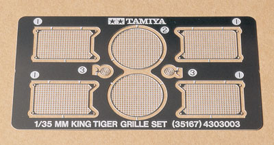 Tamiya 35167 Набор металлических решеток радиатора для танка KING TIGER 1/35