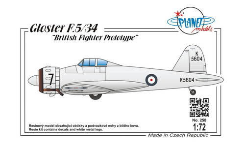 Planet Models PLT258 Gloster F.5/34 British Fighter Prototype 1:72