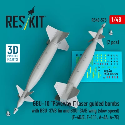 Reskit 48575 GBU-10 Paveway I w/ BSU-37B fin&amp;BSU-3AB wing 1/48