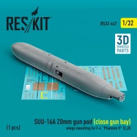 Reskit 32467 SUU-16A 20mm gun pod (closed) wings mounting 1/32