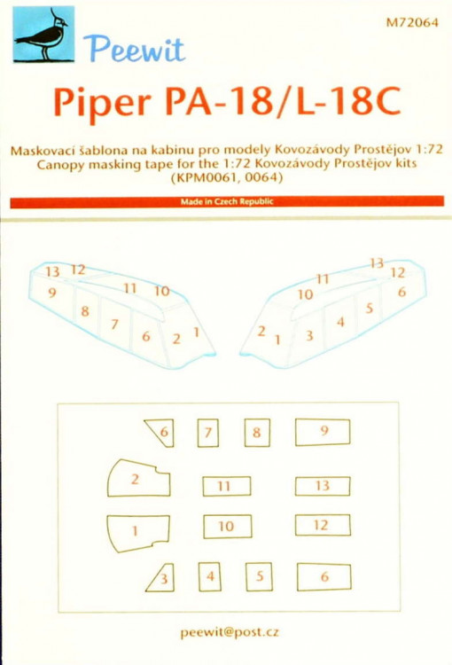 Peewit PW-M72064 1/72 Canopy mask Piper PA-18/L-18C (KP)