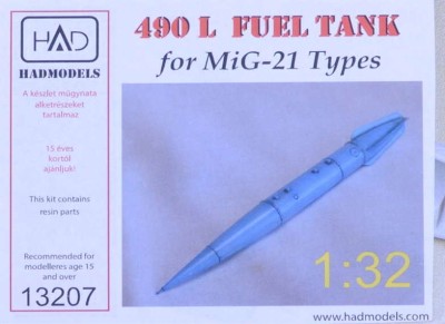 HAD R32007 MiG-21 fuel tank 490l (resin set) 1/32