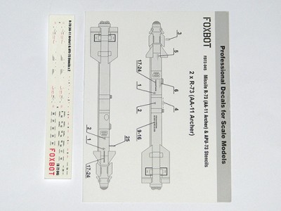 Foxbot Decals FBOT72045 Stencils for Missile R-73 (AA-11 Archer) &amp; APU-73 1/72