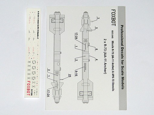 Foxbot Decals FBOT72045 Stencils for Missile R-73 (AA-11 Archer) & APU-73 1/72