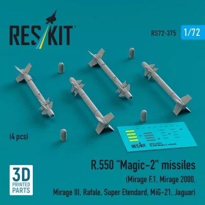 Reskit 72375 R.550 'Magic-2' missiles (4 pcs.) 1/72