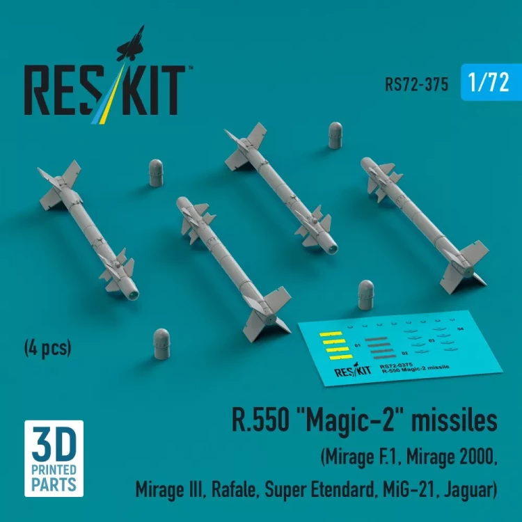 Reskit 72375 R.550 'Magic-2' missiles (4 pcs.) 1/72