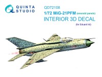 Quinta Studio QD72108 МиГ-21ПФМ с бирюзовыми панелями (Eduard) 3D Декаль интерьера кабины 1/72