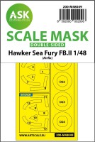 Art Scale 200-M48049 Hawker Sea Fury FB.II wheels and canopy frame paint masks (inside and outside) 1/48