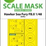 Art Scale 200-M48049 Hawker Sea Fury FB.II wheels and canopy frame paint masks (inside and outside) 1/48