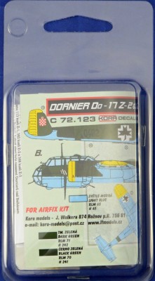 Kora Model C72123 Do-17Z-2&amp;Z-3 Croatian service ZNDH (AIRFIX) 1/72