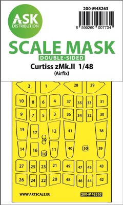 Art Scale 200-M48263 Curtiss Tomahawk Mk.II canopy frame paint mask (inside and outside) 1/48