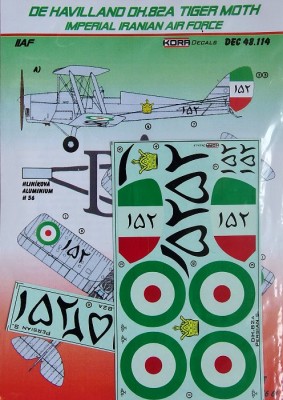 Kora Model DEC48114 DH.82A Tiger Moth (Imper. Iranian AF) декали 1/48
