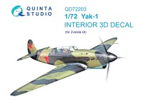 Quinta Studio QD72203 Як-1 (Zvezda) 3D Декаль интерьера кабины 1/72
