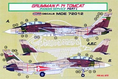 Kora Model MDE72012 F-14A Tomcat Iranian Service Part I. декали декали 1/72