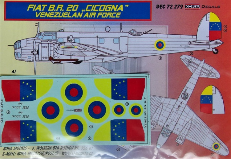 Kora Model DEC72279 Fiat BR.20 CICOGNA (Venezuelan AF) декали декали 1/72