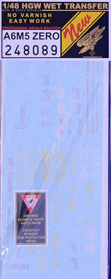 HGW 248089 Decals A6M5 Zero Markings & Stencils 1/48