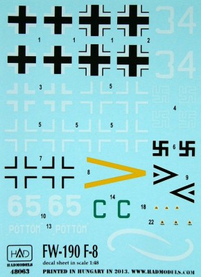 HAD 48063 Decal Fw-190 F-8 (3x camo) 1/48