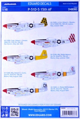 Eduard D48080 Декали P-51D-5 '15th AF' (EDU) 1/48