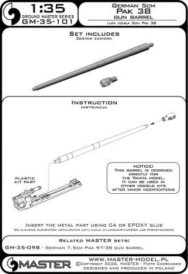 Master G35101 German 5cm Pak 38 gun barrel (TAM) 1/35