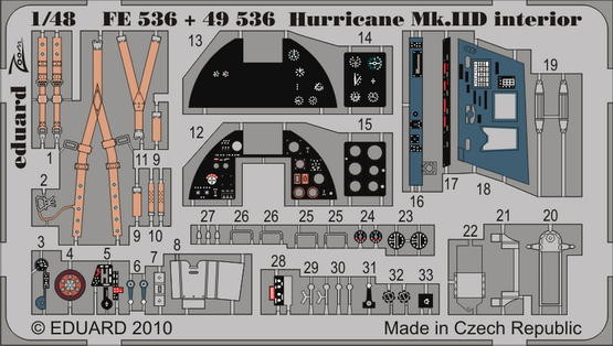 Eduard FE536 Hurricane Mk.IID interior S.A.