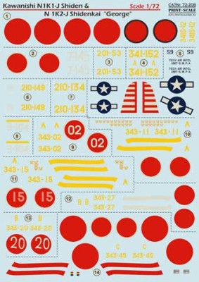 Print Scale 72-208 Kawanishi N1K1-J Shiden &amp; N1K2-J Shidenkai &quot;George&quot; 1/72