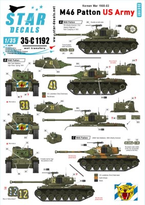 Star Decals 35-C1192 Korean War - US Army M46 Patton. 31st Infantry Regiment, 64th Tank Bn, 245th Tank Bn 1/35
