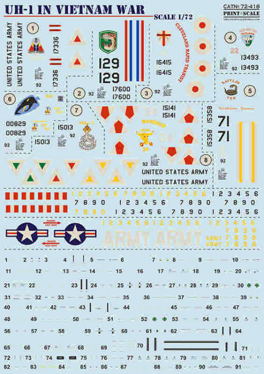 Print Scale 72418 UH-1 in Vietnam War (wet decals) 1/72