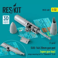 Reskit 32468 SUU-16A 20mm gun pod (opened) wings mounting 1/32