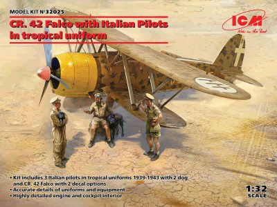 ICM 32025 CR. 42 Falco с итальянскими пилотами в тропической униформе 1/32
