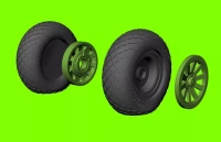 Lf Model 3D7240 Mustang's weighted wheels - diamond tread 1/72
