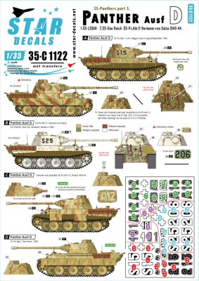 Star Decals 35-C1122 SS-Panthers # 6 Pz.Kpfw.V Ausf.D Panther D SS-LAH, Das Reich and H von Salza 1/35